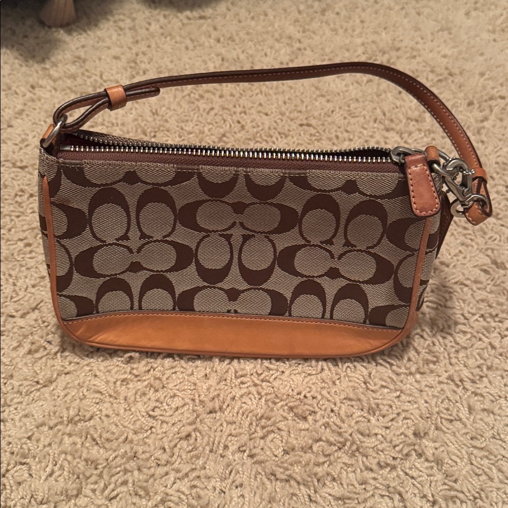 Brown and Tan Monogram coach bag